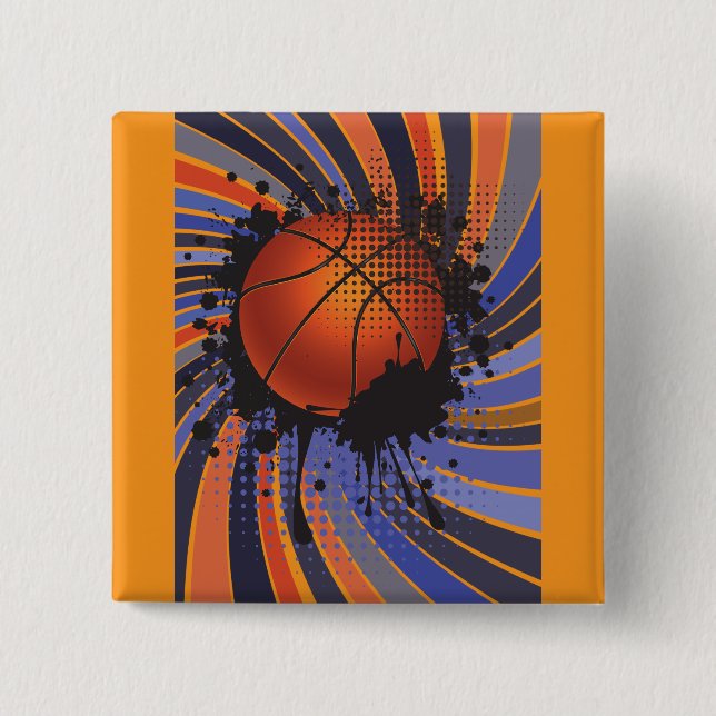 Retro Grunge Basketball Abstract Urban Sports Button (Front)