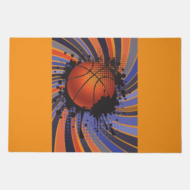 Retro Grunge Basketball Abstract Urban Sports Doormat (Front)