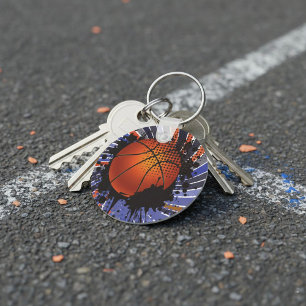 Retro Grunge Basketball Abstract Urban Sports Keychain