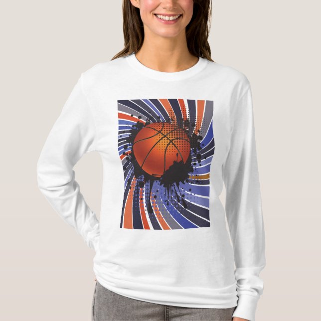 Retro Grunge Basketball Abstract Urban Sports T-Shirt (Front)