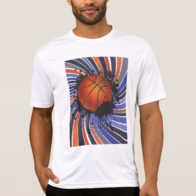 Retro Grunge Basketball Abstract Urban Sports T-Shirt (Front)