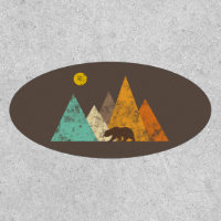 Retro Grunge Bear in mountains 70s