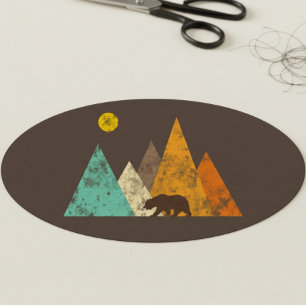 Retro Grunge Bear in mountains 70s Patch