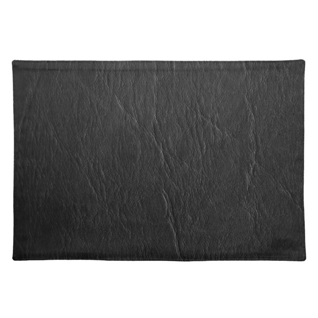 Retro Grunge Black Leather Custom Placemat (Front)