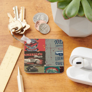 Retro Grunge Classic Car Keychain