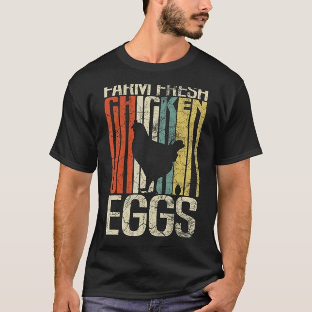 Retro Grunge Farmers Fresh Chicken Eggs T-Shirt (Front)