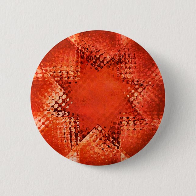 Retro grunge halftone star pinback button (Front)