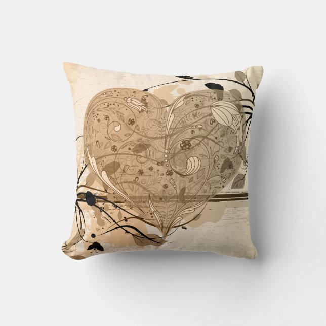 Retro Grunge Heart of Leaves American MoJo Pill Throw Pillow (Front)
