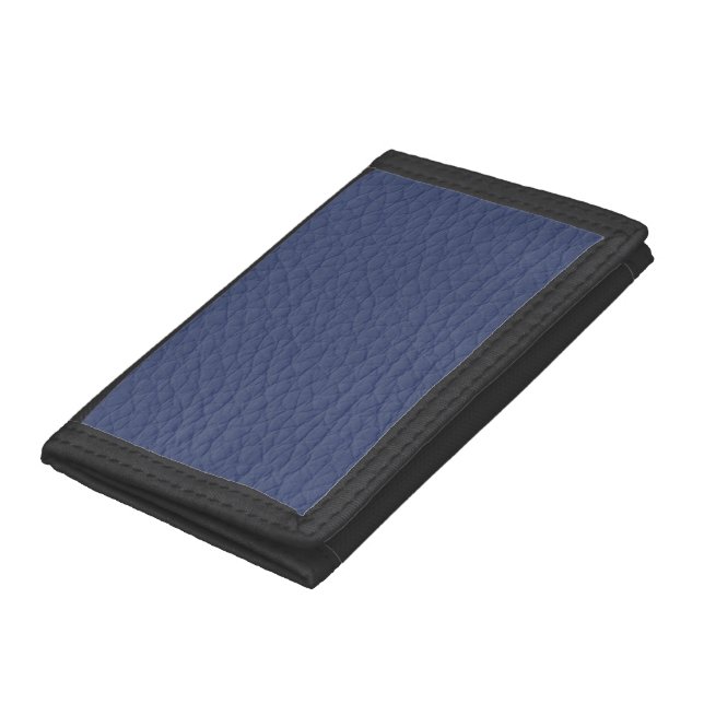Retro Grunge Navy Blue Leather Custom Tri-fold Wallet (Bottom)