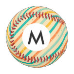 Retro grunge striped pattern baseball