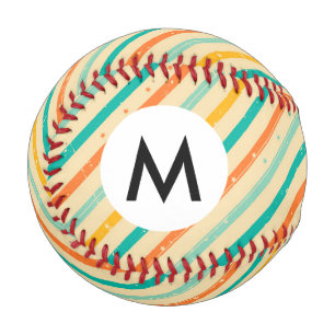 Retro grunge striped pattern baseball