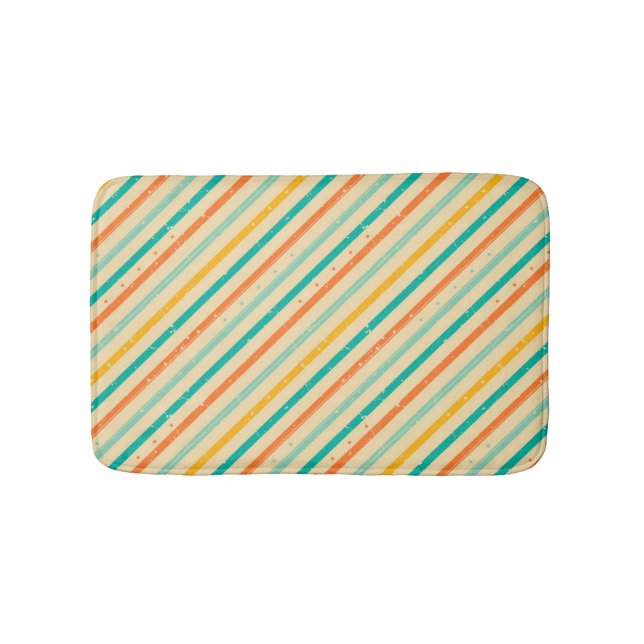 Retro grunge striped pattern bathroom mat (Front)