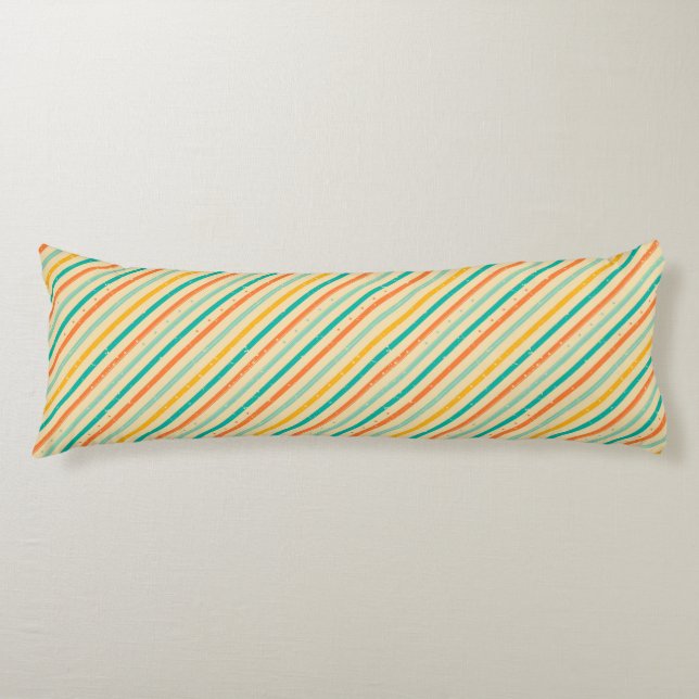 Retro grunge striped pattern body pillow (Front)