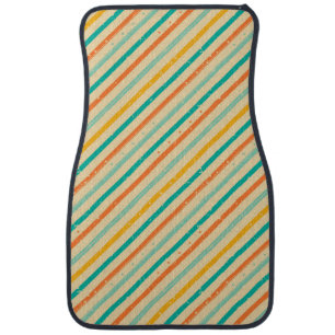 Retro grunge striped pattern car floor mat