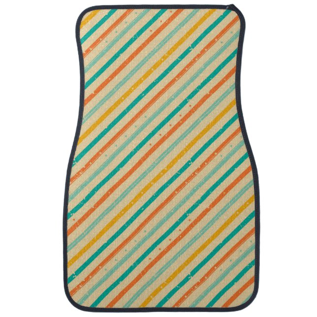 Retro grunge striped pattern car floor mat (Front)