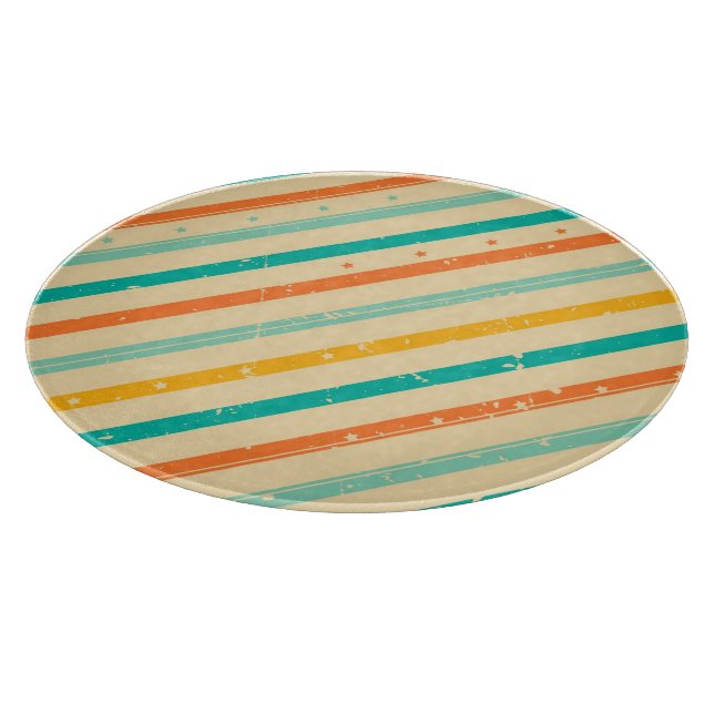 Retro grunge striped pattern cutting board (Corner)
