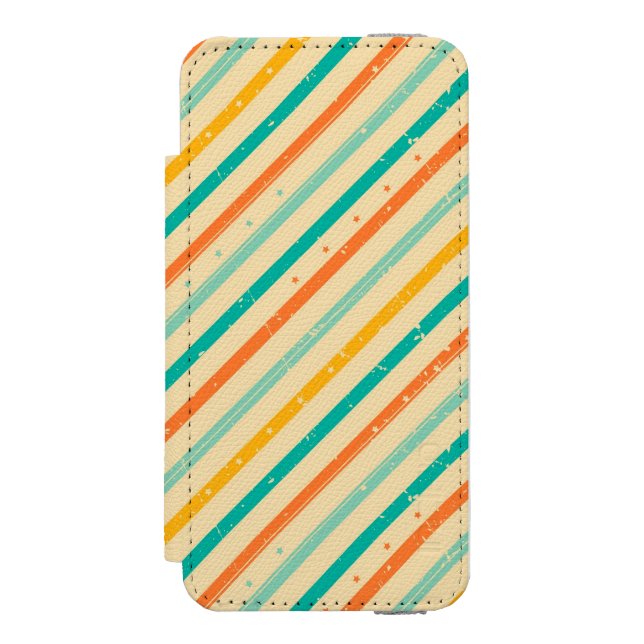 Retro grunge striped pattern incipio iPhone wallet case (Folio Front)