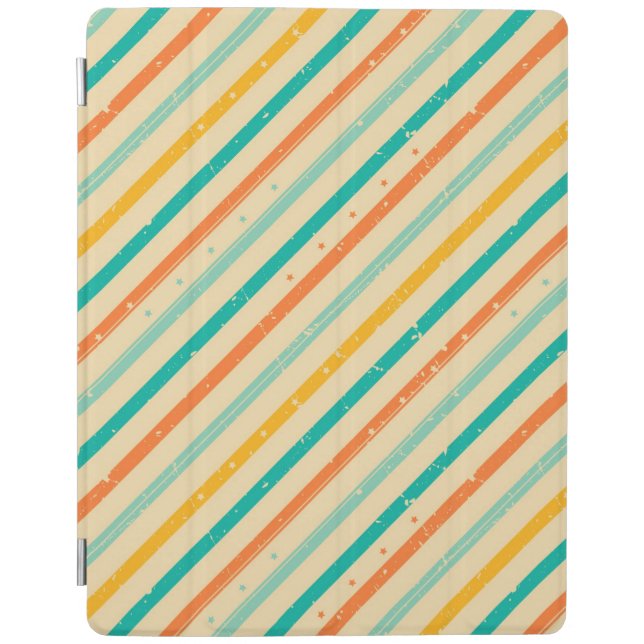 Retro grunge striped pattern iPad smart cover (Front)