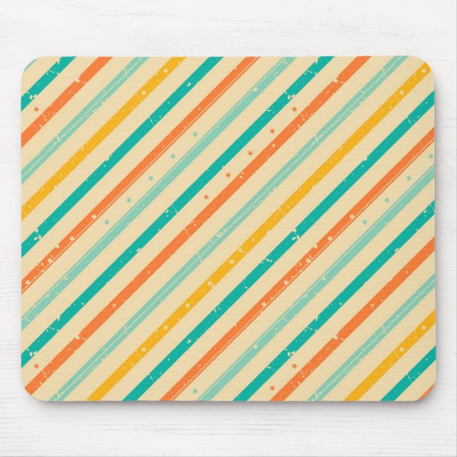 Retro grunge striped pattern mouse pad (Front)