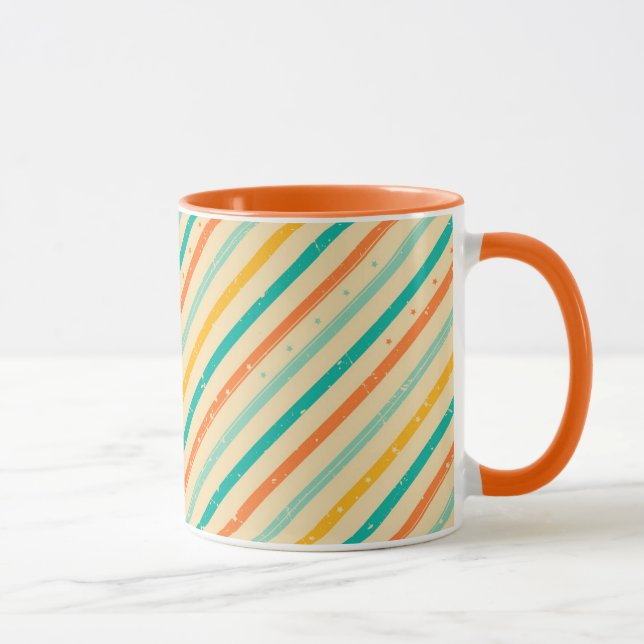 Retro grunge striped pattern mug (Right)