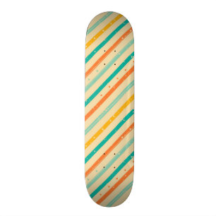Retro grunge striped pattern skateboard deck