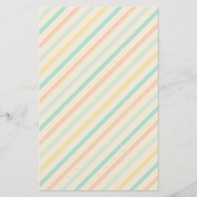 Retro grunge striped pattern stationery (Front)