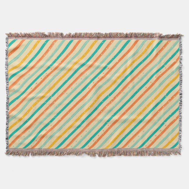 Retro grunge striped pattern throw blanket (Front)