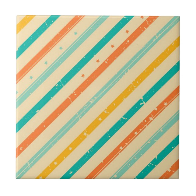 Retro grunge striped pattern tile (Front)