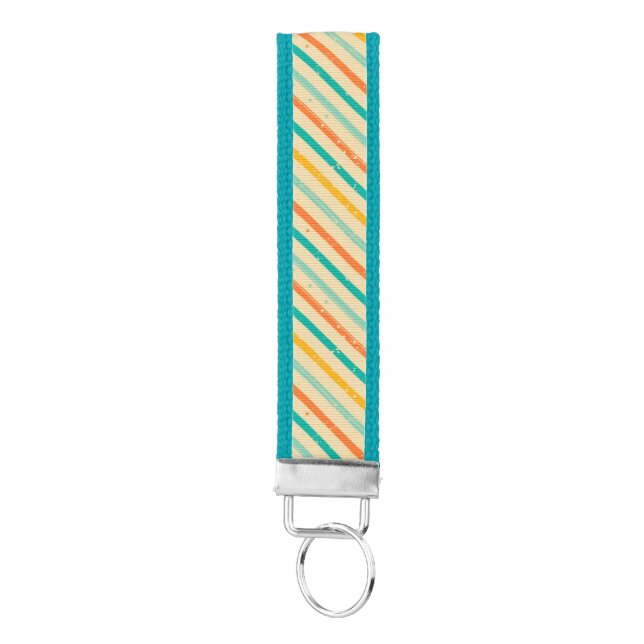 Retro grunge striped pattern wrist keychain (Keys on Bottom)