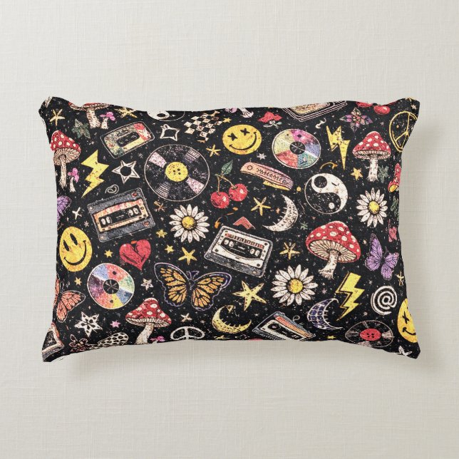 Retro Grunge Sunshine Bliss Accent Pillow (Front)