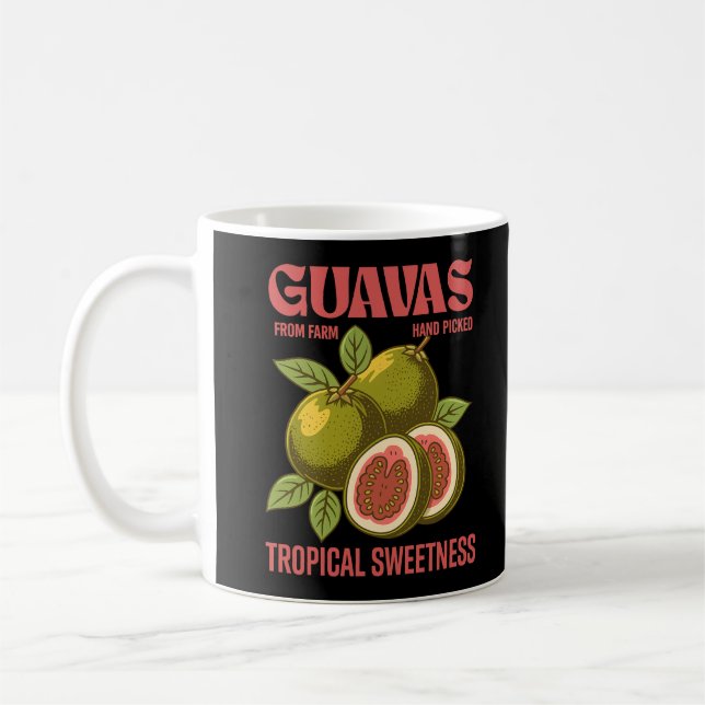 Retro Guavas Fruit Commercial Graphic Art Style Coffee Mug (Left)