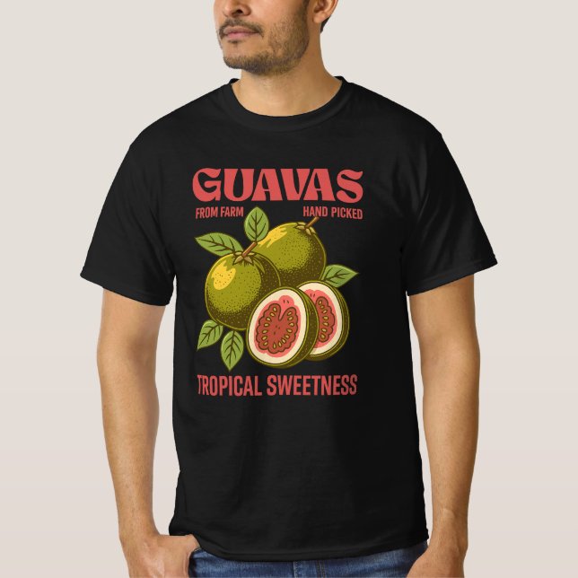 Retro Guavas Fruit Commercial Graphic Art Style T-Shirt (Front)