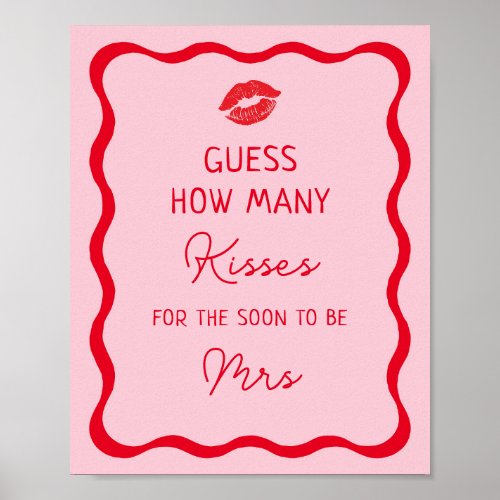 Retro Guess How Many Kisses Game Sign