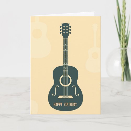 Retro guitar acoustic music Happy Birthday Card