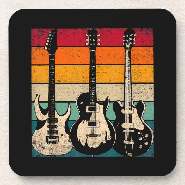 Retro Guitar  Beverage Coaster (Front)