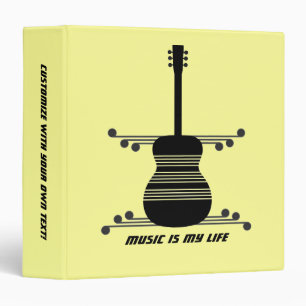 Retro Guitar Binder, Black 3 Ring Binder