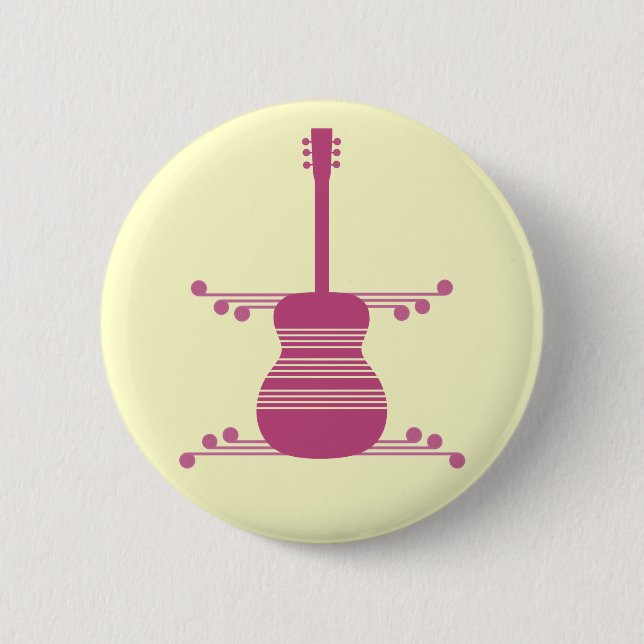 Retro Guitar Button, Magenta Button (Front)