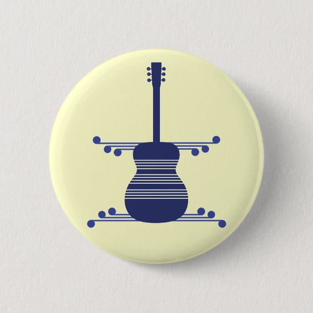 Retro Guitar Button, Navy Blue Button (Front)