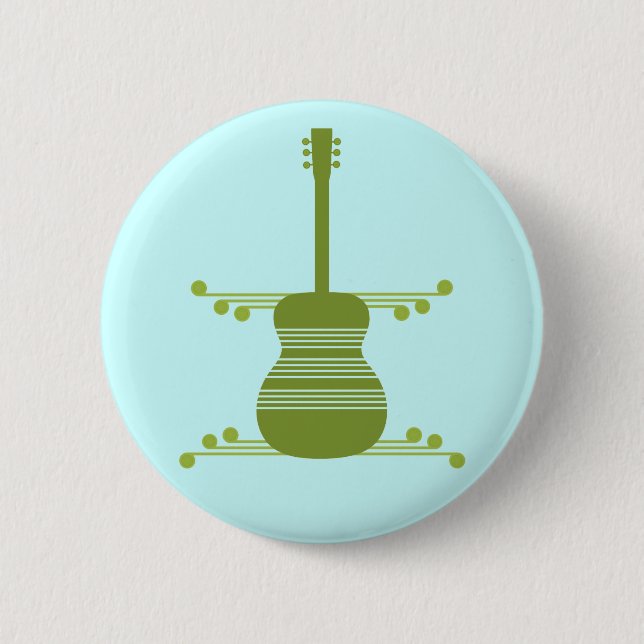 Retro Guitar Button, Olive Green Button (Front)