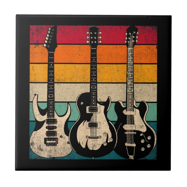 Retro Guitar  Ceramic Tile (Front)