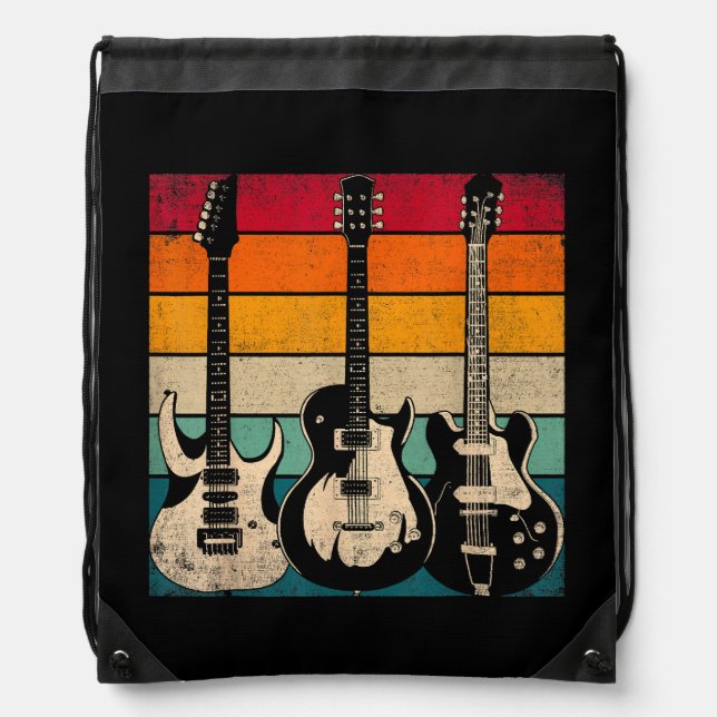 Retro Guitar  Drawstring Bag (Front)