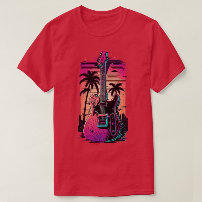 Retro Guitar Gift Guitarist Rock Concert Festival  T-Shirt (Design Front)