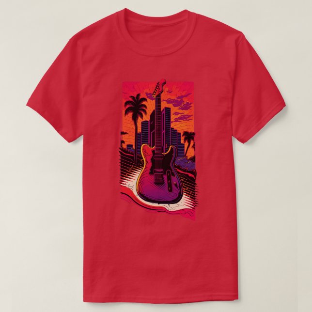 Retro Guitar Gift Guitarist Rock Concert Festival  T-Shirt (Design Front)