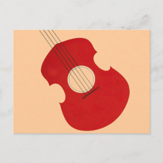 Retro Guitar Graphic Red Musical Instrument Design Postcard