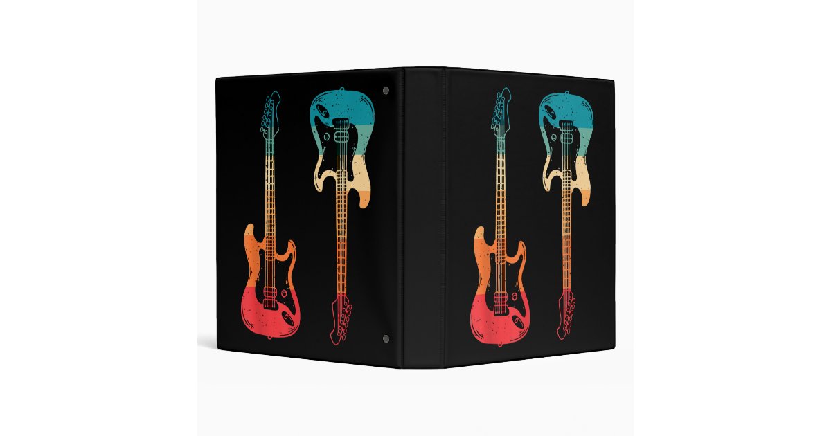 Retro Guitar Guitarist Electric Bass Guitar Rock M 3 Ring Binder | Zazzle