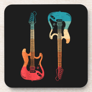 Retro Guitar Guitarist Electric Bass Guitar Rock M Beverage Coaster