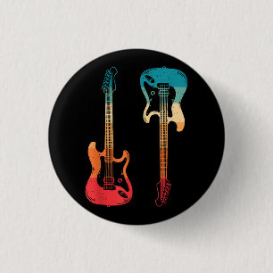 Retro Guitar Guitarist Electric Bass Guitar Rock M Button