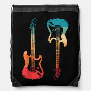 Retro Guitar Guitarist Electric Bass Guitar Rock M Drawstring Bag