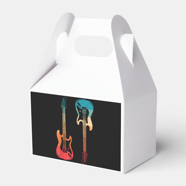 Retro Guitar Guitarist Electric Bass Guitar Rock M Favor Boxes (Front Side)