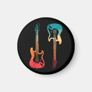 Retro Guitar Guitarist Electric Bass Guitar Rock M Magnet